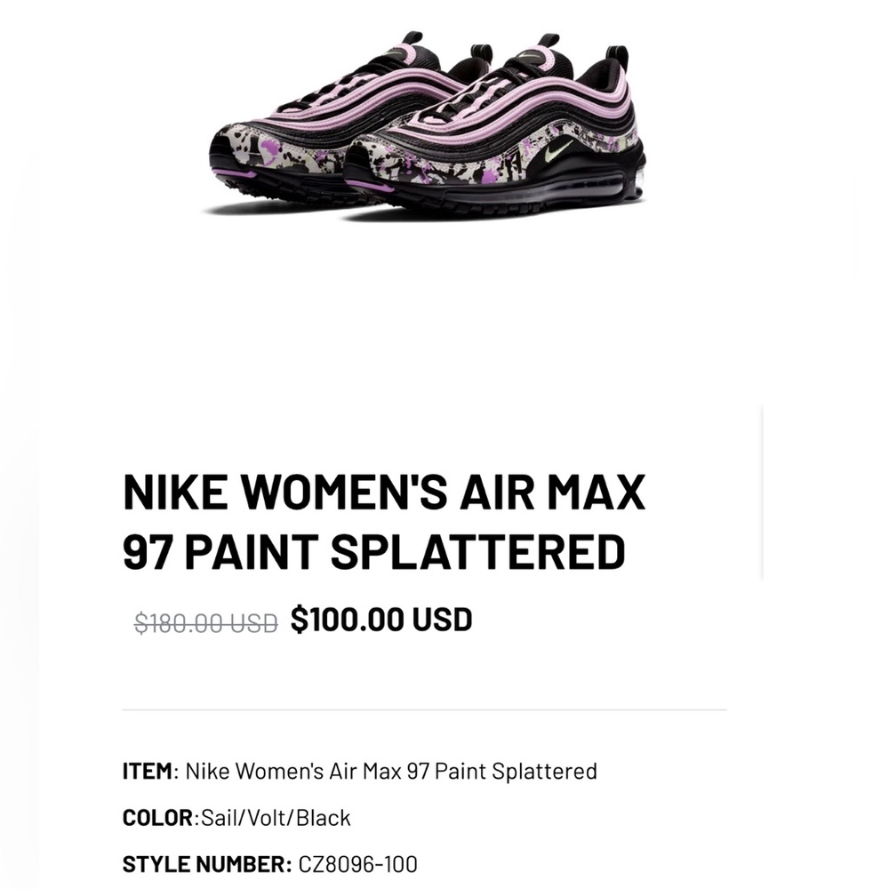 Nike Women's Air Max 97 Splatter - Sail/Volt/Black - 11